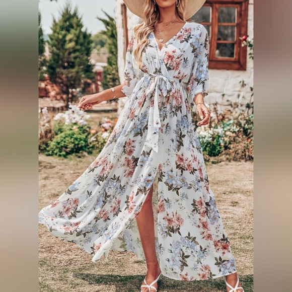 Dress. NWOT. Maxi. Flowy. New. Not Used. Three Quarter Sleeves. - Picture 6 of 7